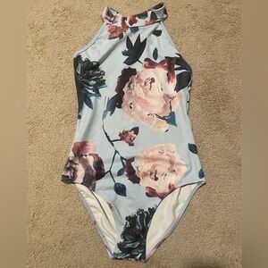 Turtle Neck Floral Leotard L